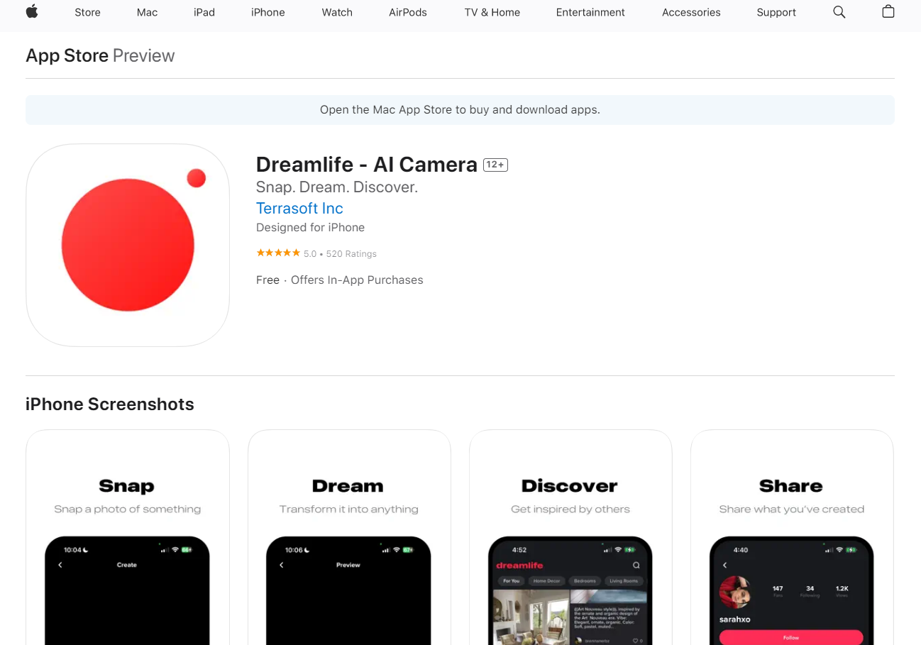 Dreamlife AIA camera app that uses AI to help you