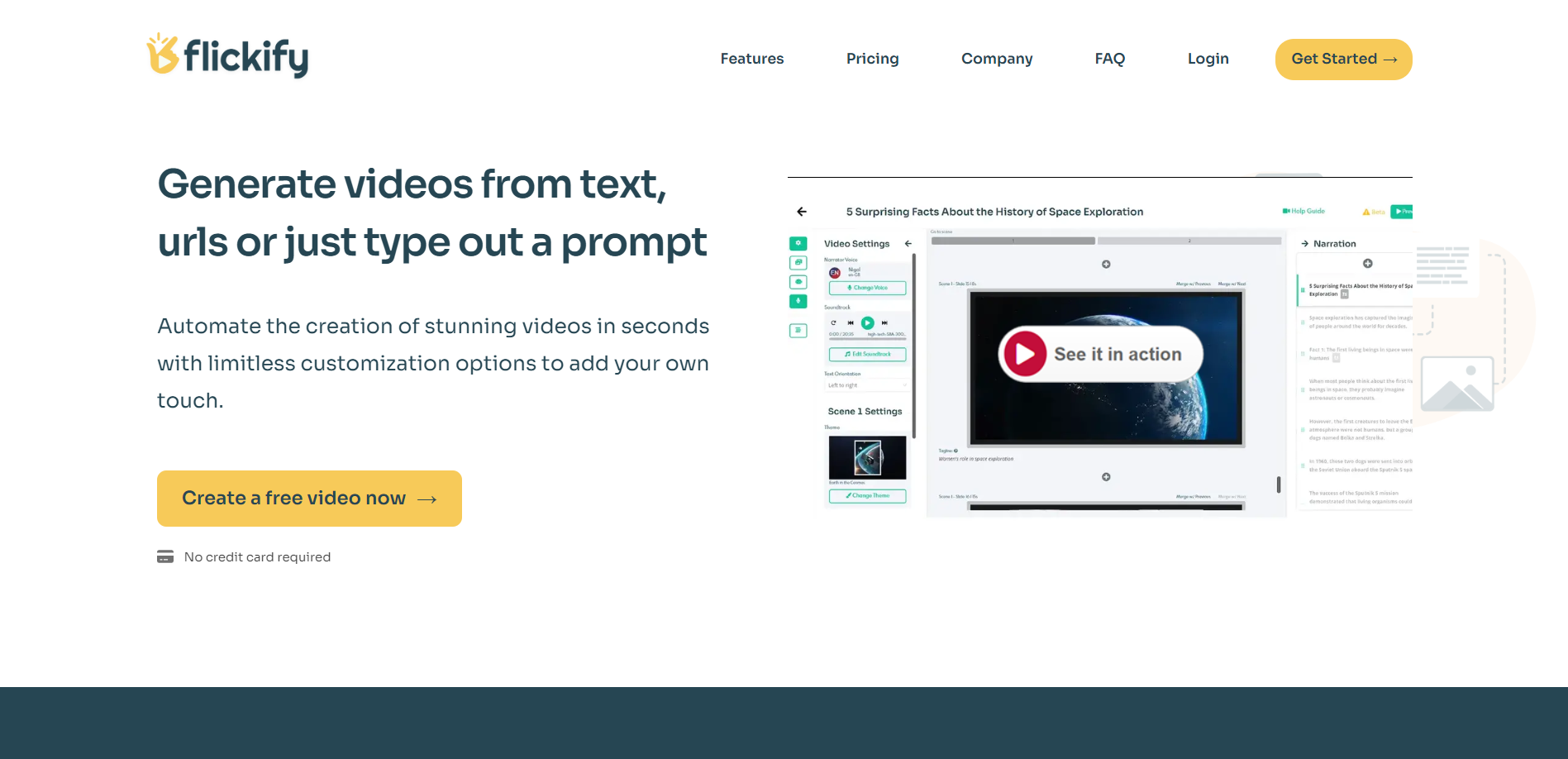 FlickifyFlickify transforms articles blogs and text into professional videos effortlessly