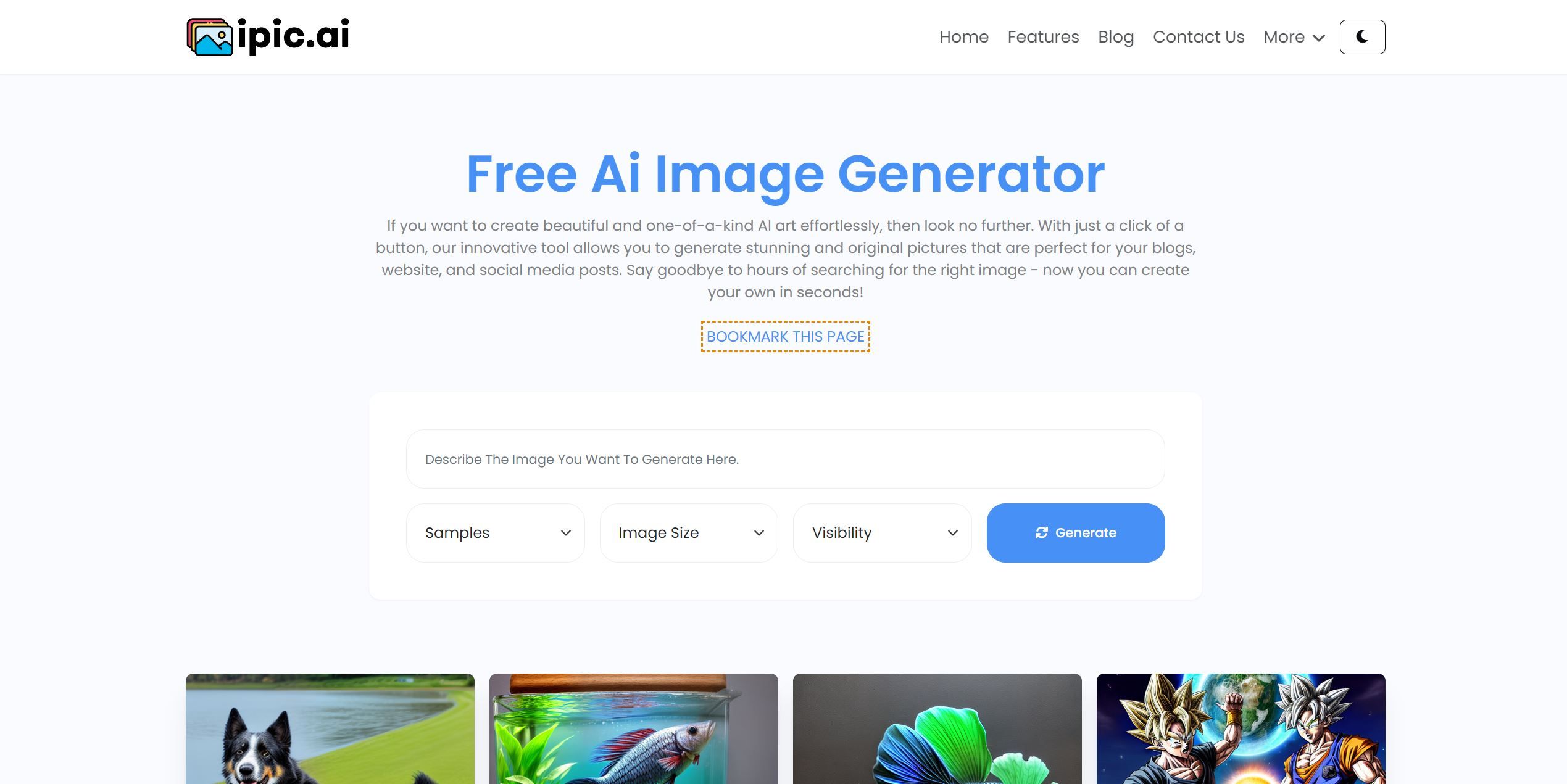 Ipicai Ipicai is a free AI image generator that can