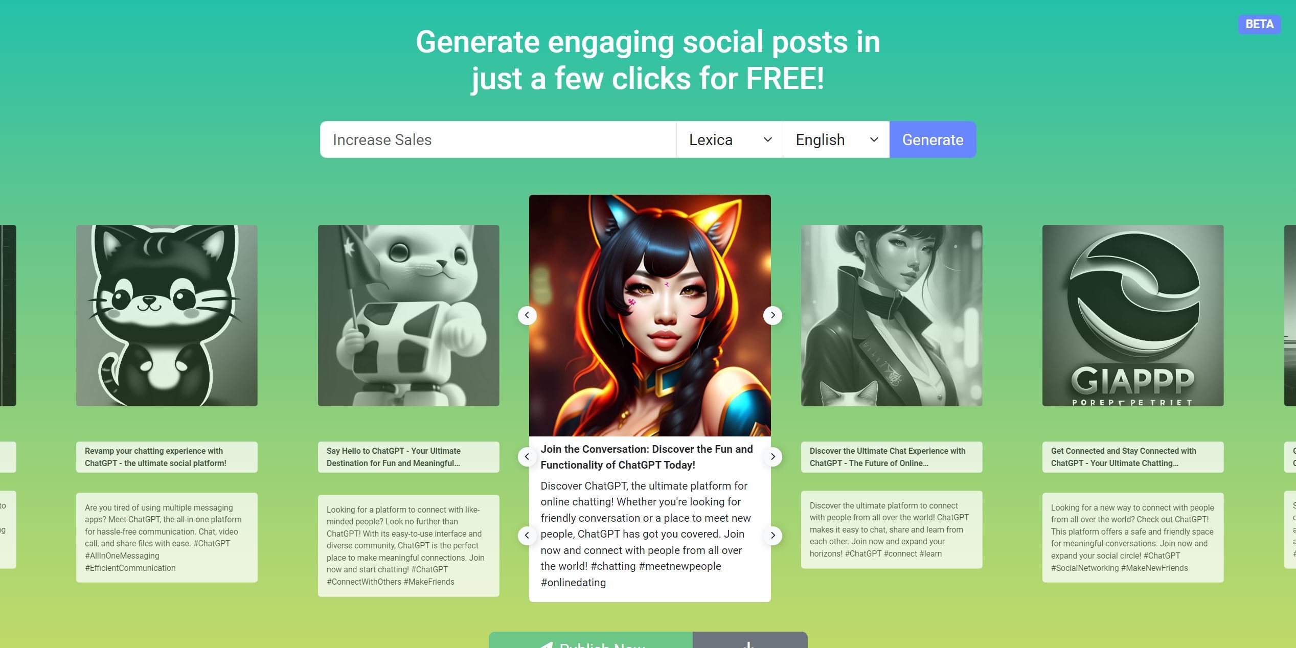 AI Post GeneratorEasily create social posts using media sources with