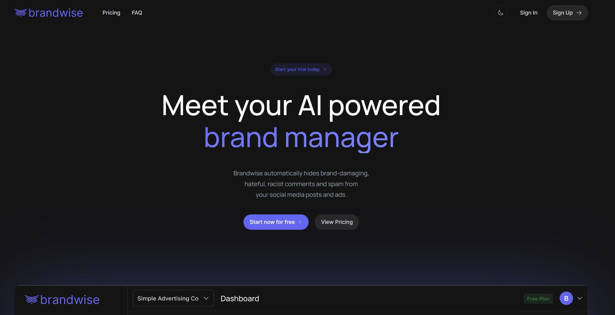 Brandwise AI Auto hide negative social media comments to protect brand