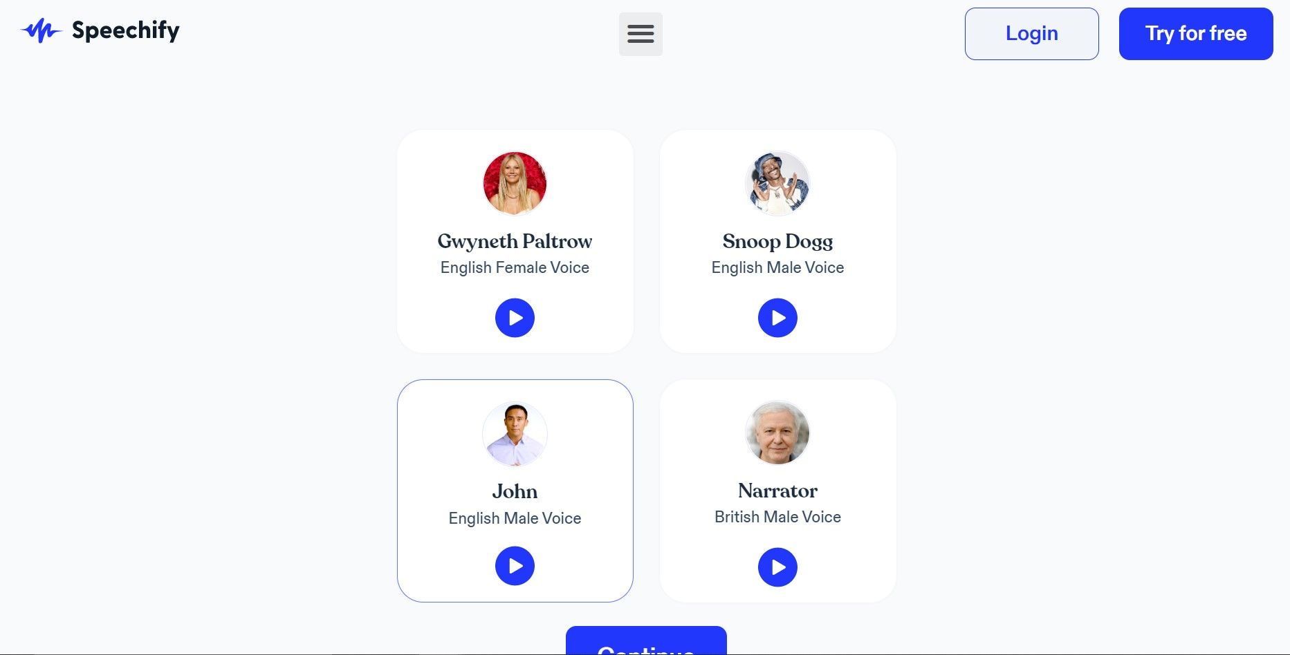 SpeechifyTTS platform with celebrity voices available on Chrome iOS Android