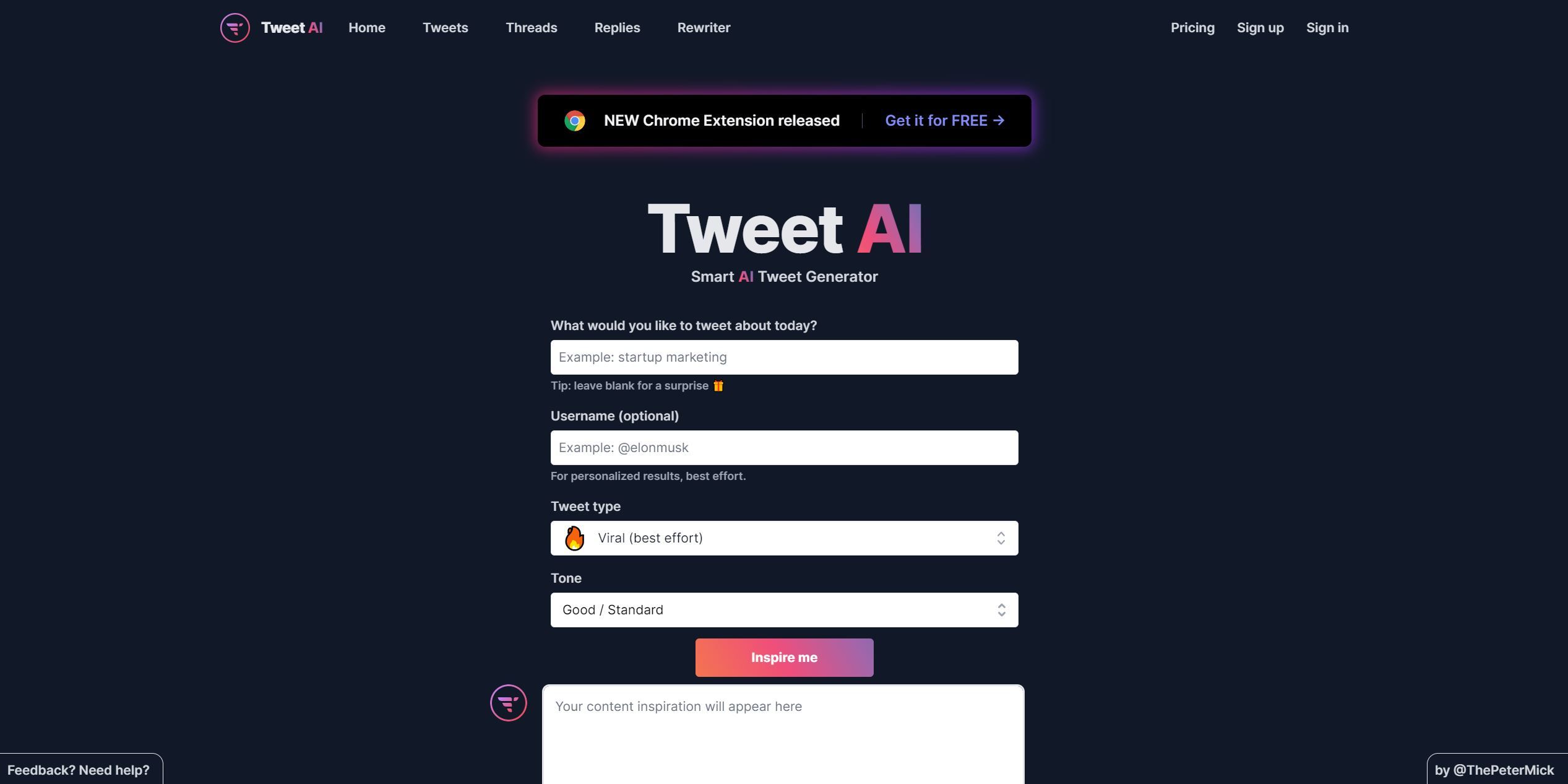 TweetAITweetAI helps users create inspiring and engaging tweets with AI