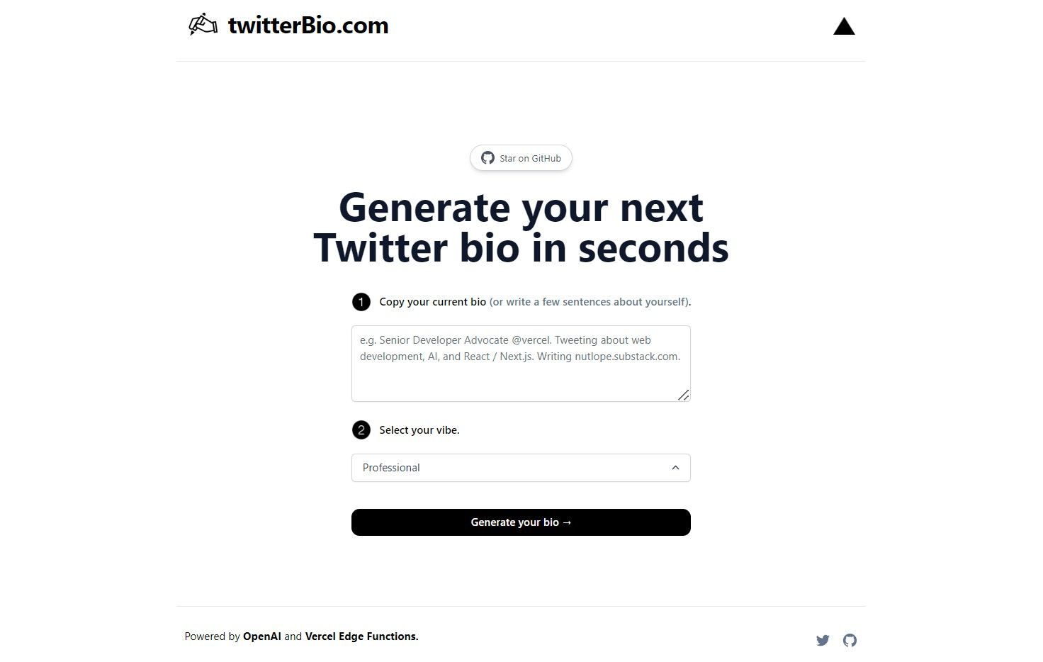TwitterBioAn AI powered tool creates Twitter bios instantly by analyzing